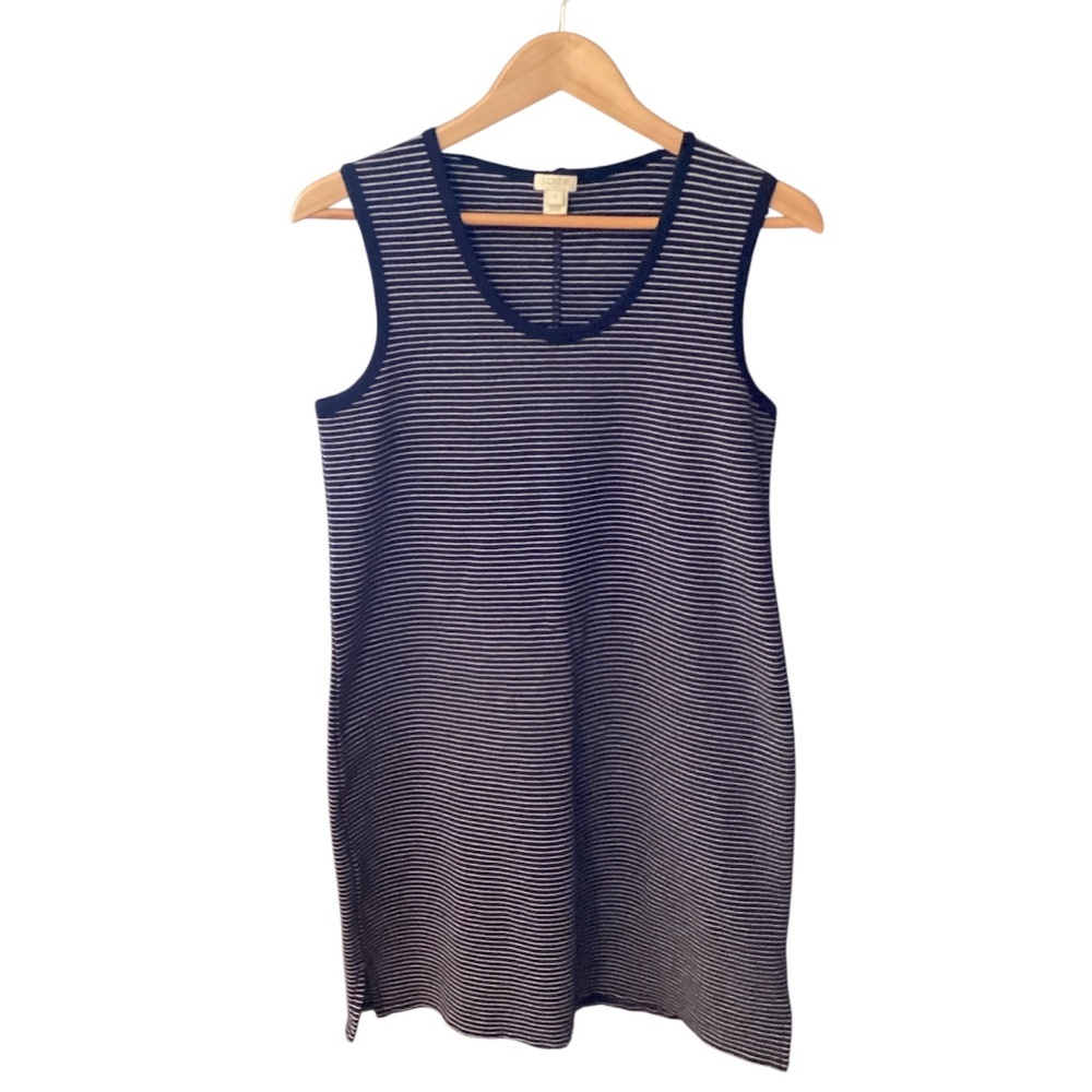 J. Crew Blue and White Striped Dress, Sleeveless, Cotton, Size Small